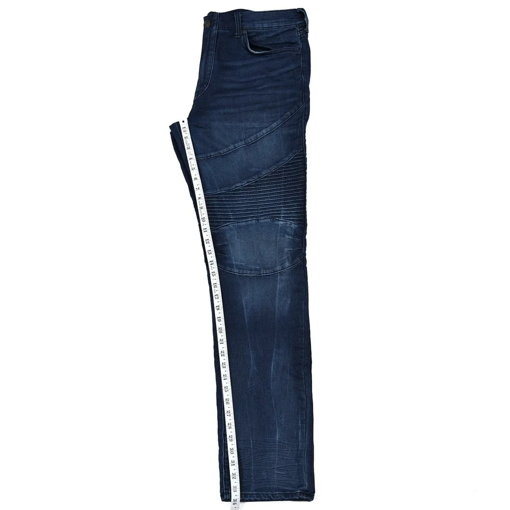 True Religion Men's Rocco Relaxed Skinny Jeans Size 38 Moto Ribbed Biker Hip Hop